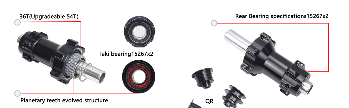 rim brake hub center lock, 36T Ratchet Free hub, front 9*100mm rear 9*130mm