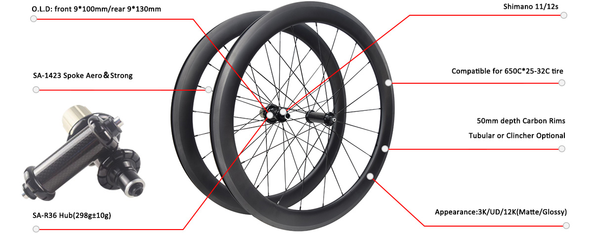 650C size 50mm depth rim brake road bike wheels 650C size 50mm depth rim brake road bike wheels